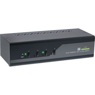 InLine® 63654I KVM Desktop Switch 4-fach Dual-Monitor DisplayPort 1.2 4K USB 3.0