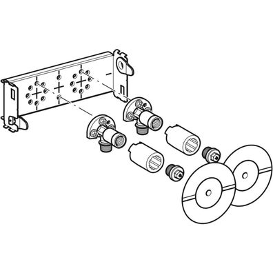 GE GIS Traverse für AP-Armatur, mit zwei W-Anschl. 100 mm