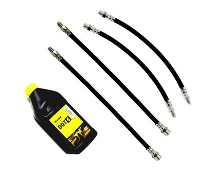 4x Bremsschlauch VA HA + DOT4 Bremsflüssigkeit FÜR Mercedes W201 W124 W126 W123