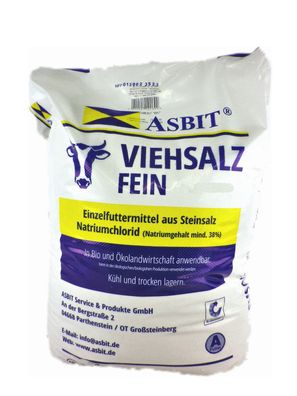 Viehsalz Steinsalz Futtersalz für alle Tiere feine Körnung ASBIT 1kg