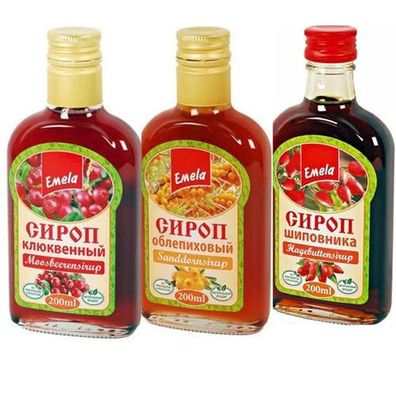 3x 200 ml Emela Sirup Sanddornbeeren , agebutten , oosbeeren