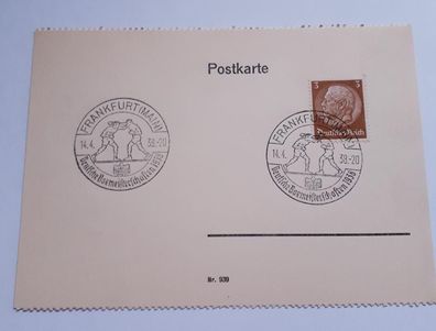 Postkarte Deutsches Reich mit Sonderstempel Deutsche Boxmeisterschaften 1938