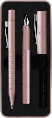 FABER-CASTELL Schreibgeräte Set GRIP 2011 Füller M Kuli XB Metalletui pale rose