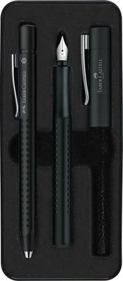 FABER-CASTELL Schreibgeräte Set GRIP 2011 Füller M Kuli XB Metalletui schwarz