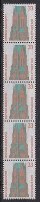 BRD 1989 postfrisch SWK Rollenmarken 5er Steifen Nr. 505 MiNr. 1399 St.-Petri-Dom in