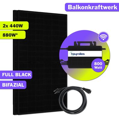 880W Balkonkraftwerk Bifazial mit 800W Hoymiles Wechselrichter WIFI Komplettset