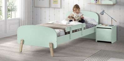 Set Kinderbett Lattenrost Nachtkonsole 90x200 Absturzschutz Kindermöbel mintgrün