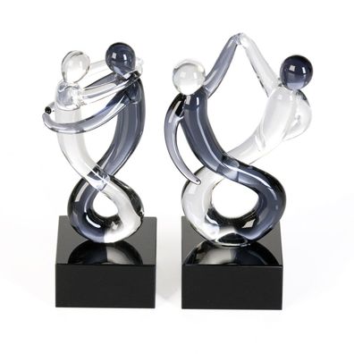 Casablanca Skulptur, Paar, "Rumba", Paarmotiv, Glas, grau, klar, , 2 Stück wie