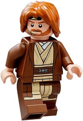 LEGO® Obi-Wan Kenobi - Reddish Brown Robe, Dark Orange Mid-Length Tousled - D388