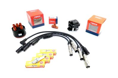 BREMI Zündleitungssatz + Zündspule + LÄUFER + KAPPE + Zündkerzen SET FÜR SEAT VW