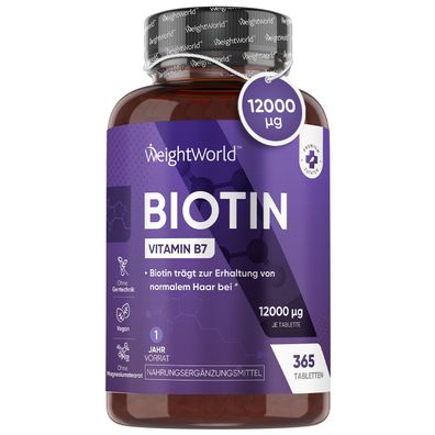 Biotin Tabletten - 365 vegane Tablets für 1 Jahr Vorrat - Von WeightWorld