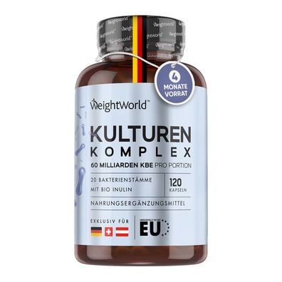 Kulturen Komplex mit 60 Mrd. KBE - 120 vegane Kapseln - 2 Monate Vorrat WeightWorld