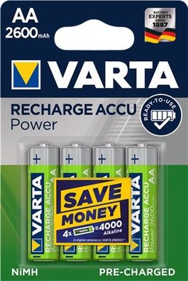 10X Varta 43473 Ready to Use AA (Mignon)/HR6 (5716) - 2600 mAh, 4 Stk. Blister