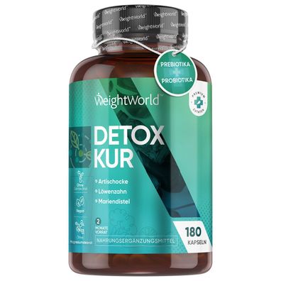 Detox Kur mit Artischocke, Mariendistel, Löwenzahn - 180 vegane Kapseln - WeightWorld