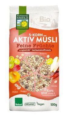 Bohlsener Mühle 3x 5-Korn Aktiv Müsli Feine Früchte 500g