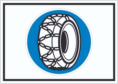 Schneekettenpflicht Symbol Aufkleber