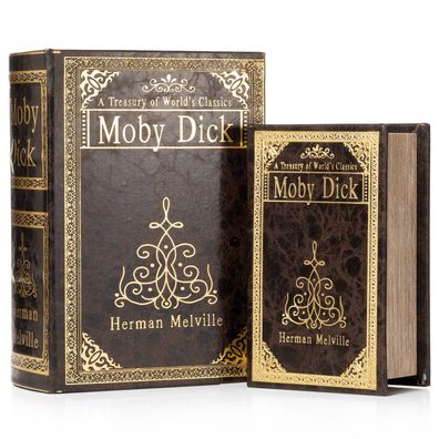 Moritz 2er Set Buchtresor Buchattrappe Deko Moby Dick Wal goldfarben verziert Buch