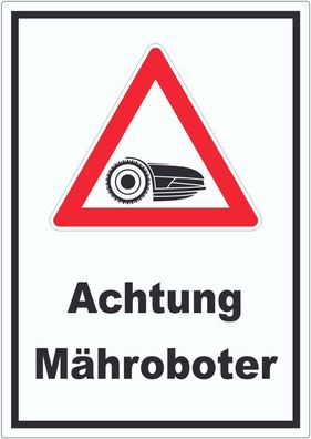 Achtung Mähroboter Aufkleber