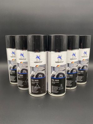 6x Normfest Lackspray RAL 9005 schwarz glänzend 400ml Sprühlack Auto Lack Spray