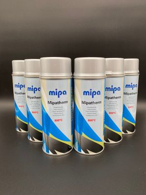 6x Mipa Mipatherm Spray silber 400ml bis 800°C Thermolack Auspuff Motorlack