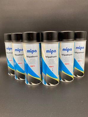 6x Mipa Mipatherm Spray schwarz 400ml bis 800°C Thermolack Auspuff Ofenlack