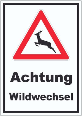 Aufkleber Achtung Wildwechsel