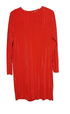 H&M Damen Kleid Midi Gr. L rot langarm Knielang * B6*