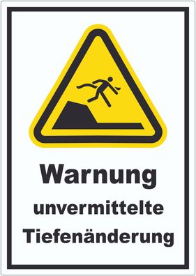 Aufkleber Warnung unvermittelte Tiefenänderung