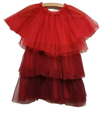 H&M Kleid Gr. 122 Mädchen Tüll 6-7Jahre rot kurzarm Lagen Tanzkleid * B1*