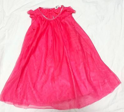 H&M Kleid Gr. 110 kurzarm Tüll Mädchen Sommer Tanzen rosa #A7#