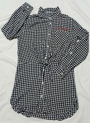 H&M Mädchen Bluse Gr. 158 lang #A2# langarm kariert Longbluse Tunika