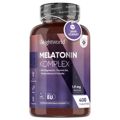 WeightWorld Melatonin Komplex 1 mg - 400 Tabletten - Für besseren Schlaf & Entspannun