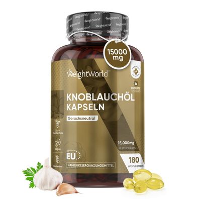 Knoblauch Weichkapseln - 15.000mg (500:1 Extrakt) - 180 vegane Kapseln - WeightWorld