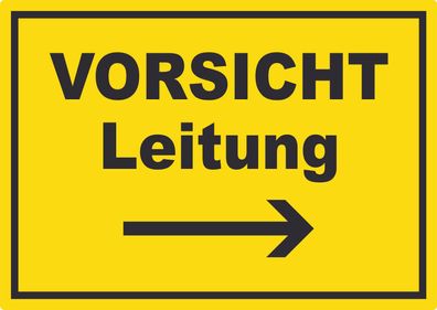 Vorsicht Leitung mit Richtungspfeil rechts Aufkleber