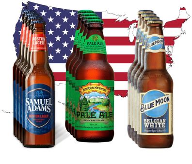 Teste Biere der USA je 6 x0,33 L Flaschen Samuel Adams Sierra Nevada & Blue Moon