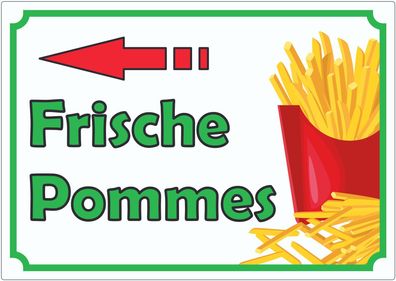 Frische Pommes Frites Aufkleber mit Pfeil links