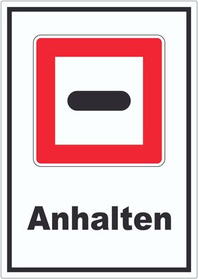 Anhalten Aufkleber mit Symbol und Text Stopp