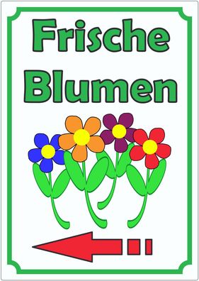 Werbeaufkleber Blumen mit Pfeil links Aufkleber Hochkant