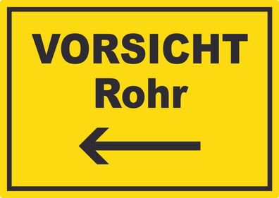 Vorsicht Rohr mit Richtungspfeil links Aufkleber