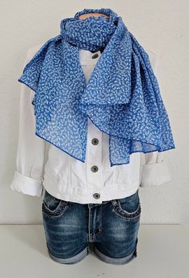 Blogger Italy Schal Tuch Halstuch mit Seide asymetrisch kleiner Blumenprint Royalblau