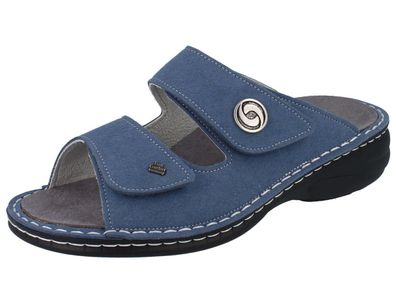 FINN Comfort Hedda vegane Damen Pantolette Hausschuhe blau Microvelours