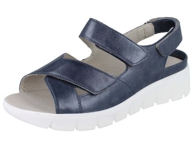 Waldläufer K-Adea Damen Sandale Sandalette blau jeans Effektleder Pearl