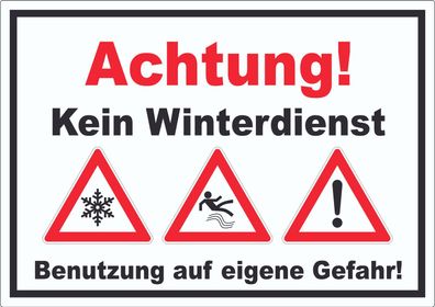 Achtung Kein Winterdienst Aufkleber