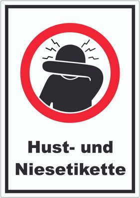 Husten und Niesetikette beachten Symbol und Text Aufkleber