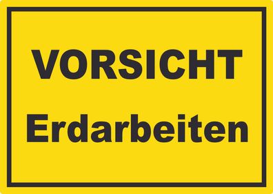 Vorsicht Erdarbeiten Aufkleber mit Text