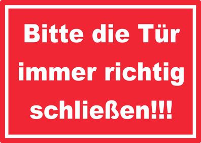 Aufkleber Bitte die Tür immer richtig weiss-rot