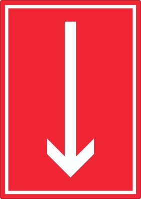 Richtungspfeil runter Aufkleber hochkant weiss rot Pfeil