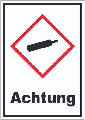 Aufkleber Gasflasche Gas unter Druck Achtung