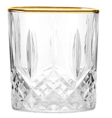 6 tlg. Gläser-Set 340ml Vintage-Retro Design mit Goldumrandung - zeitlos & elegant
