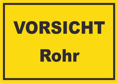 Vorsicht Rohr Aufkleber mit Text